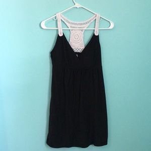 Black w/ white crochet dress